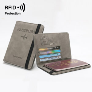 Men's wallet PU Leather Passport Cover Custom Travel Wallet with Card Case Ticket Slot RFID Blocking Passport Holder for men